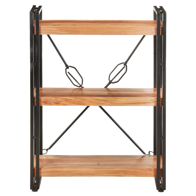 bogreol m. 3 hylder 60x30x80 cm massivt akacietræ