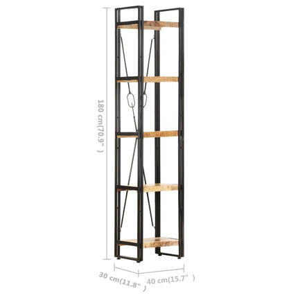 bogreol med 5 hylder 40x30x180 cm massivt mangotræ