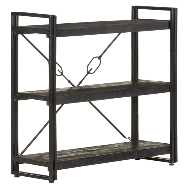 bogreol m. 3 hylder 90x30x80 cm massivt mangotræ sort