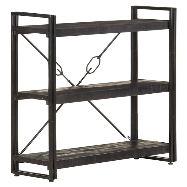 bogreol m. 3 hylder 90x30x80 cm massivt mangotræ sort