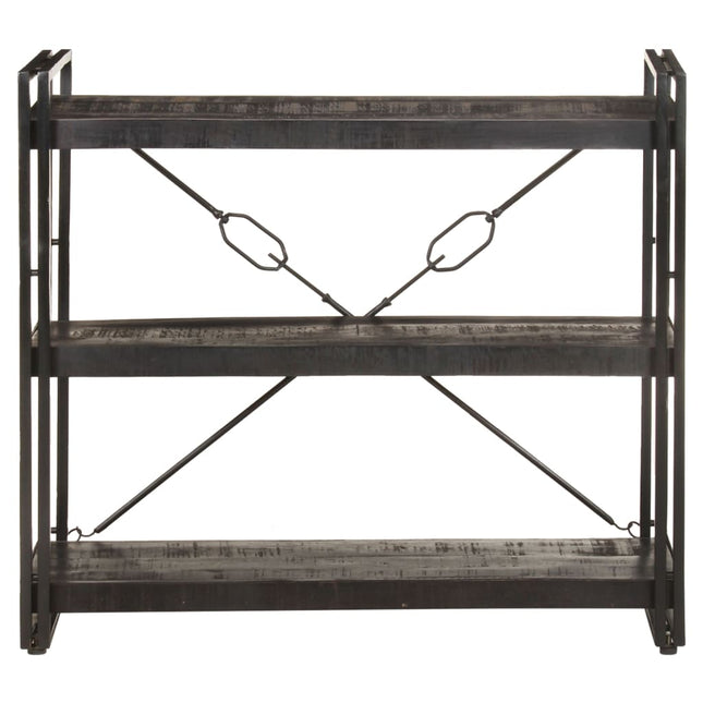 bogreol m. 3 hylder 90x30x80 cm massivt mangotræ sort
