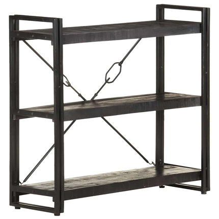 bogreol m. 3 hylder 90x30x80 cm massivt mangotræ sort
