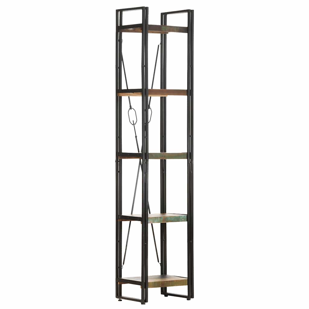 bogreol med 5 hylder 40x30x180 cm massivt genbrugstræ