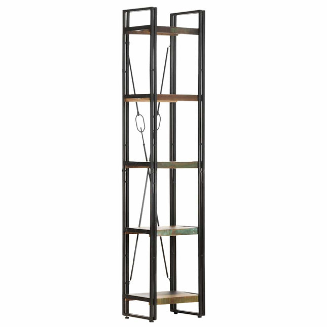 bogreol med 5 hylder 40x30x180 cm massivt genbrugstræ
