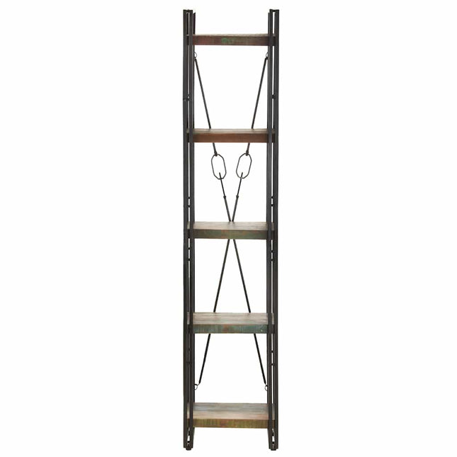 bogreol med 5 hylder 40x30x180 cm massivt genbrugstræ