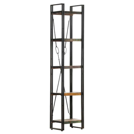 bogreol med 5 hylder 40x30x180 cm massivt genbrugstræ