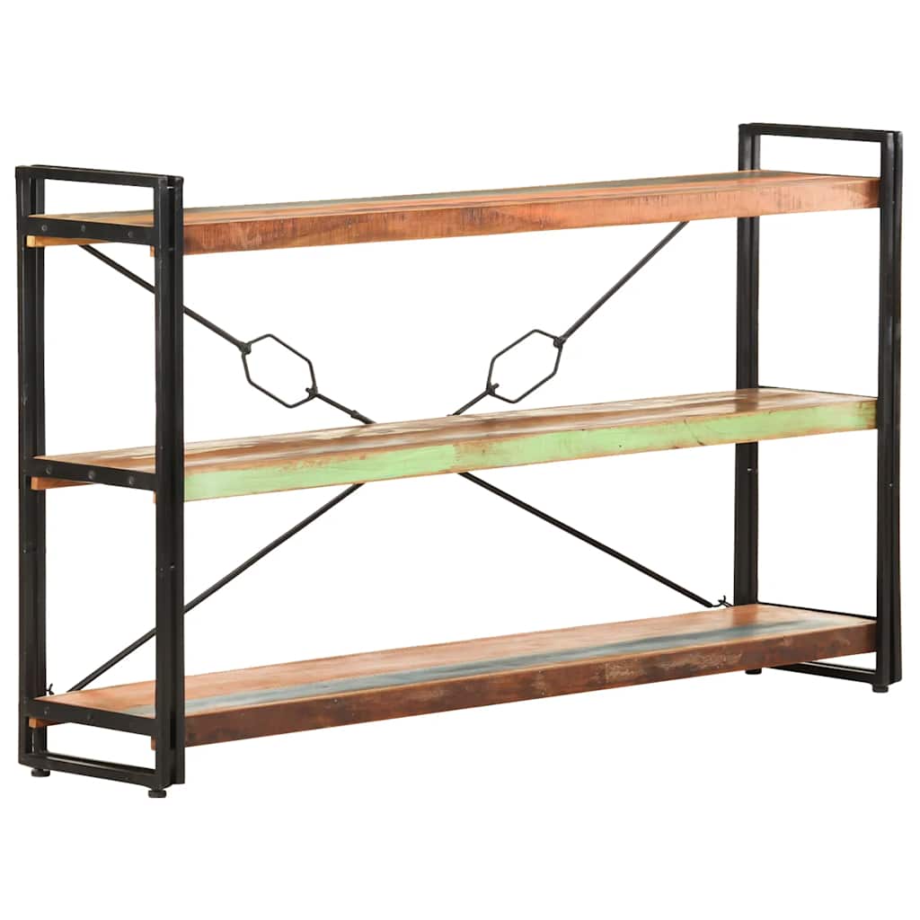 Bogreol med 3 hylder 140×30×80 cm i massivt genbrugstræ