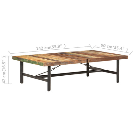sofabord 142x90x42 cm massivt genbrugstræ