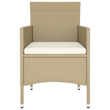 spisebordssæt til haven 5 dele polyrattan beige
