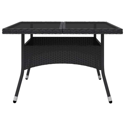 spisebordssæt til haven 9 dele polyrattan og glas sort