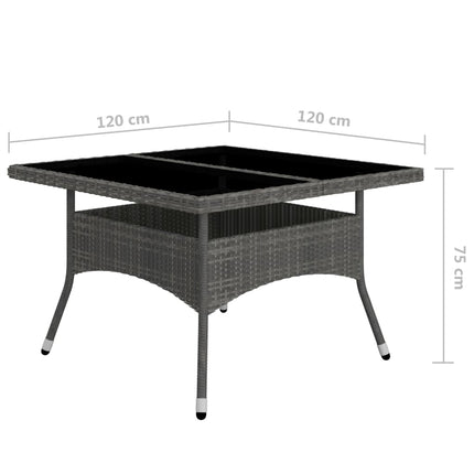 spisebordssæt til haven 9 dele polyrattan og glas grå