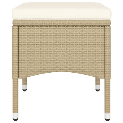 bistrosæt til haven 5 dele polyrattan og hærdet glas beige