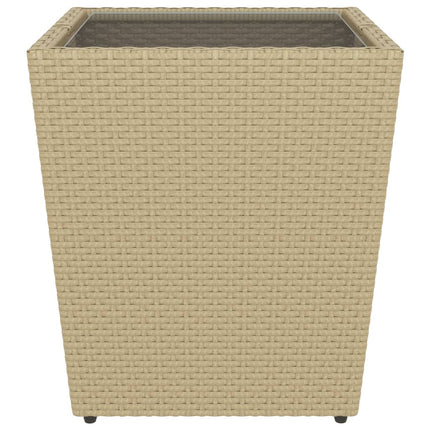 bistrosæt til haven 5 dele polyrattan og hærdet glas beige