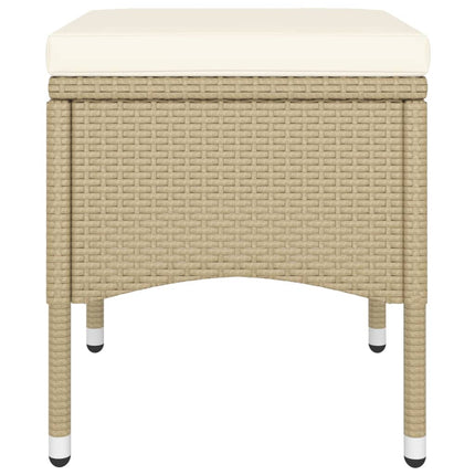 bistrosæt til haven 5 dele polyrattan og hærdet glas beige