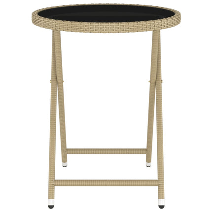 bistrosæt til haven 5 dele polyrattan og hærdet glas beige