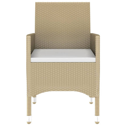 spisebordssæt til haven 7 dele polyrattan og hærdet glas beige