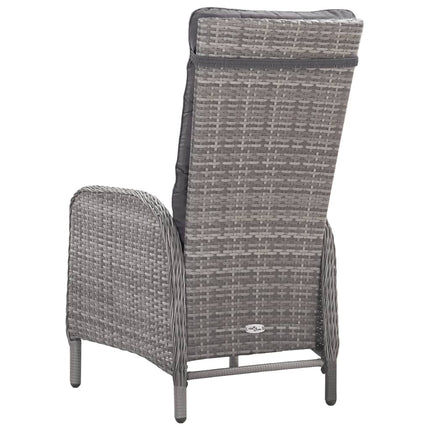 spisebordssæt til haven 3 dele polyrattan og glas grå
