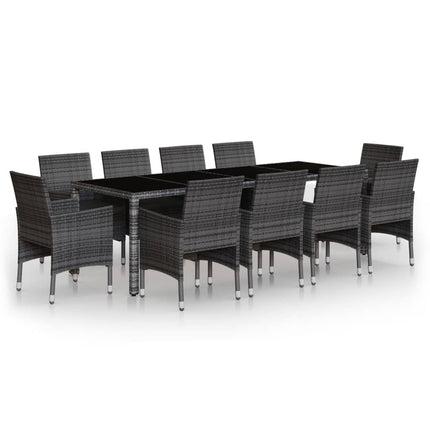 loungesæt til haven 11 dele polyrattan grå