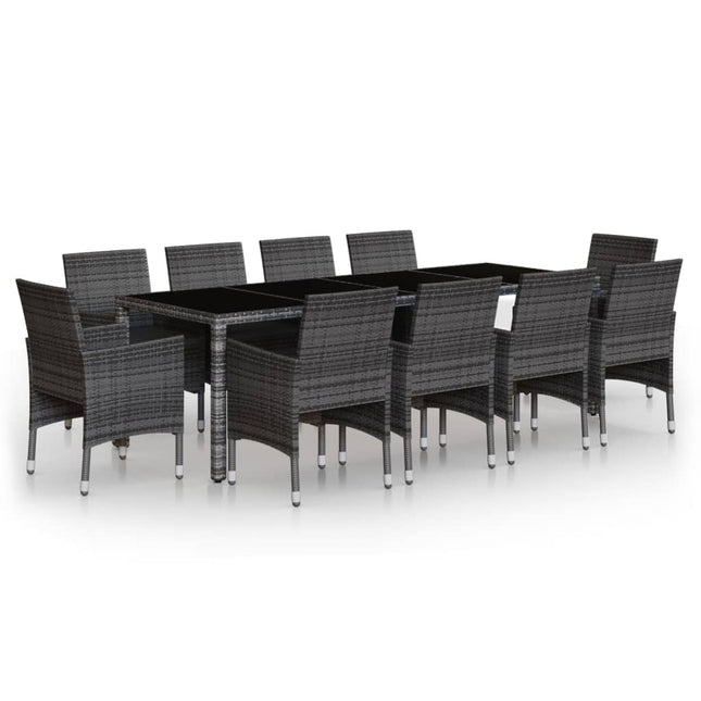 loungesæt til haven 11 dele polyrattan grå