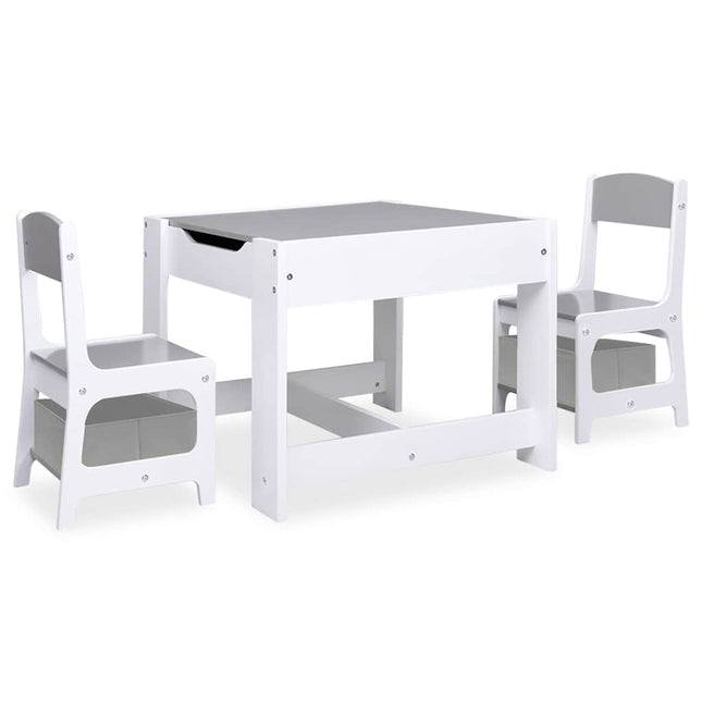børnebord med 2 stole MDF hvid