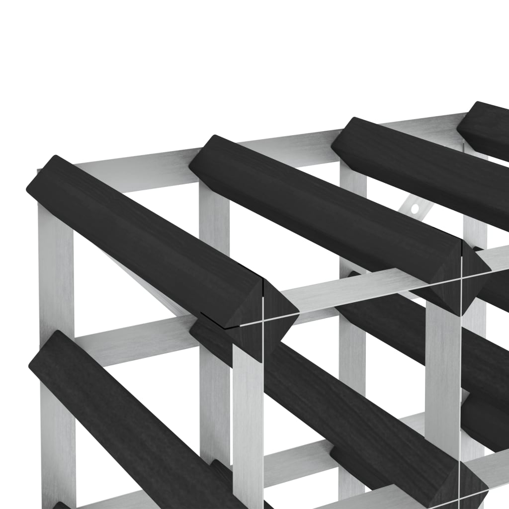 vinreol til 12 flasker massivt fyrretræ sort