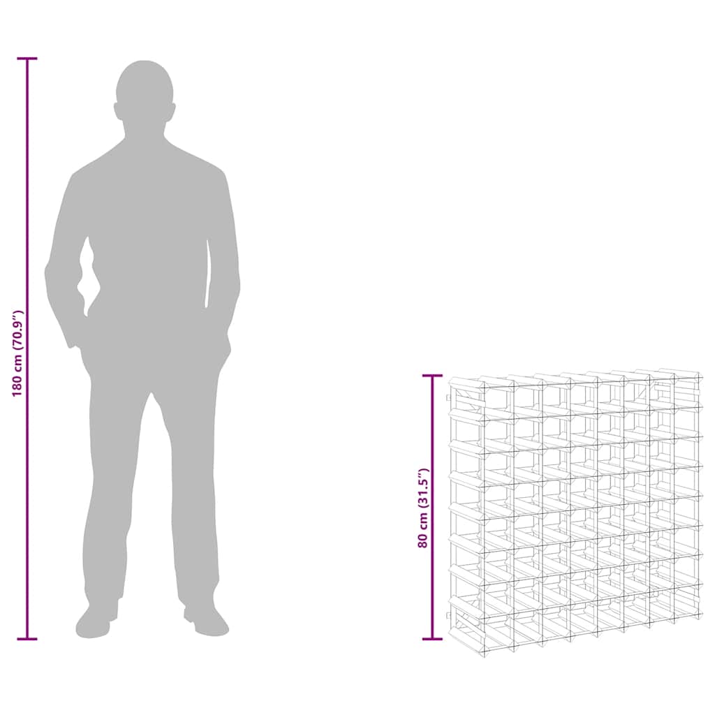 vinreol til 72 flasker massivt fyrretræ sort