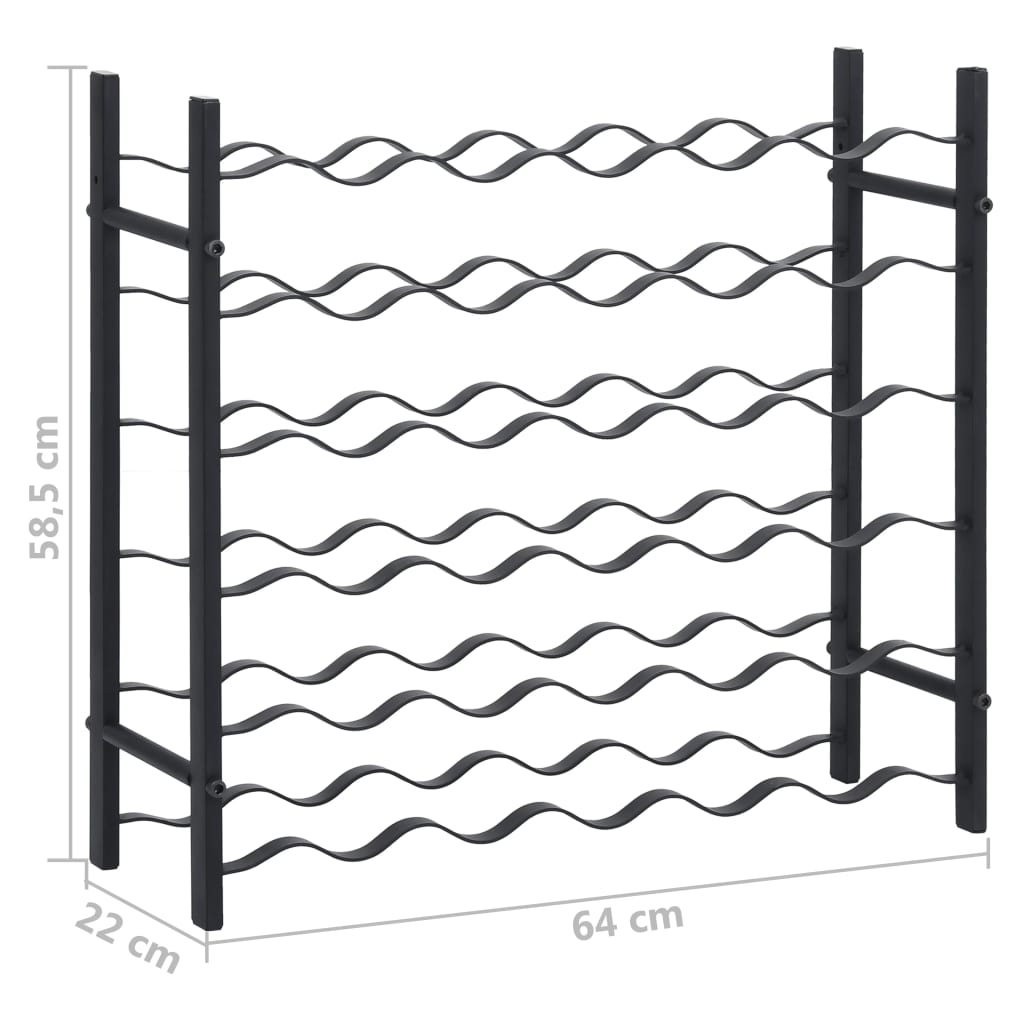 vinreol til 36 flasker jern sort