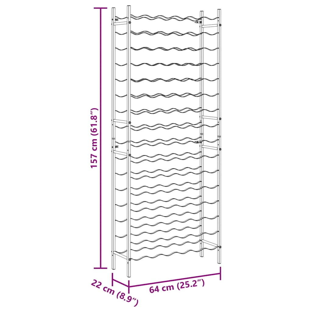 vinreol til 96 flasker jern sort