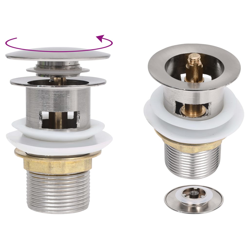 trykafløb med overløbsfunktion 6,4x6,4x9,1 cm sølvfarvet