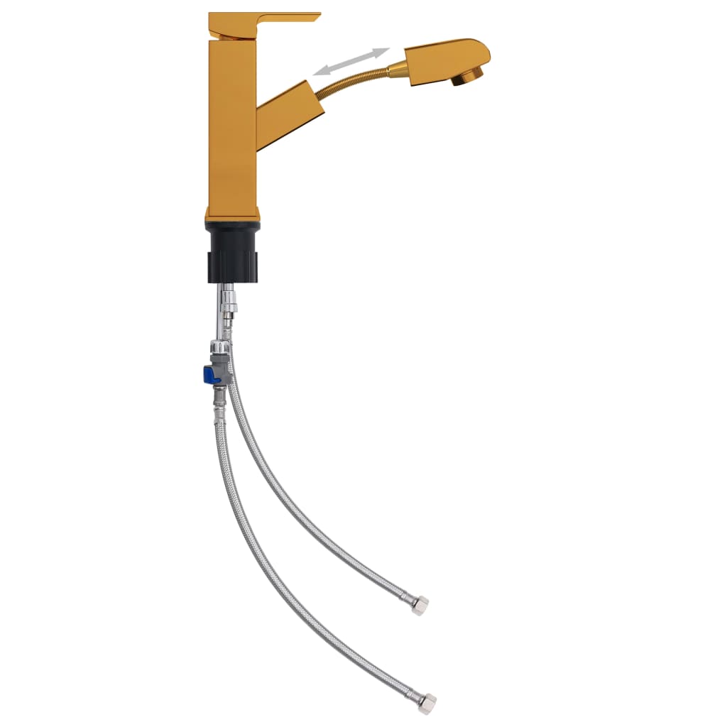 vandhane m. udtræksfunktion til badeværelsesvask 157x172 mm guld