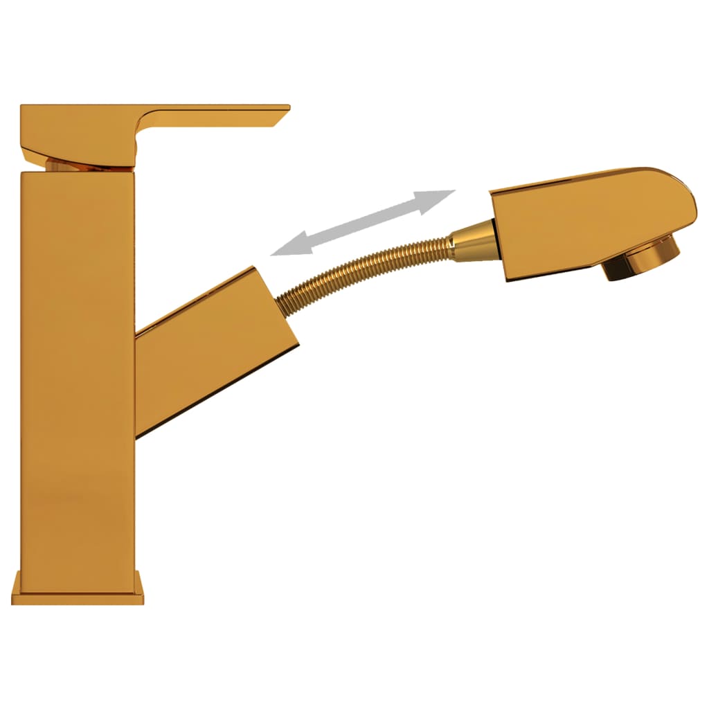 vandhane m. udtræksfunktion til badeværelsesvask 157x172 mm guld