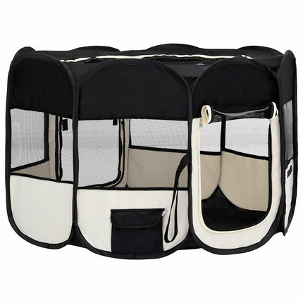 foldbar hundegård med bæretaske 110x110x58 cm sort