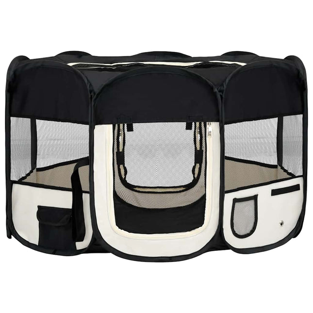 foldbar hundegård med bæretaske 125x125x61 cm sort