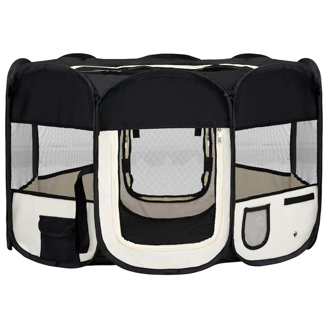 foldbar hundegård med bæretaske 125x125x61 cm sort