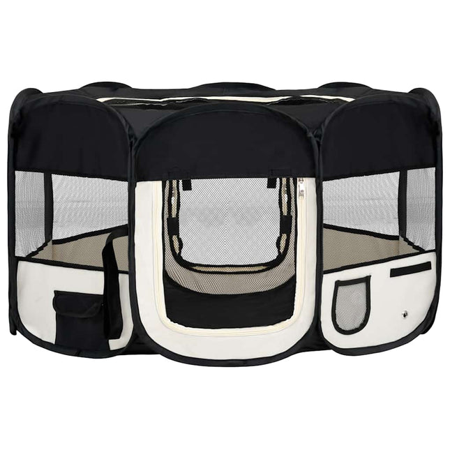 foldbar hundegård med bæretaske 145x145x61 cm sort