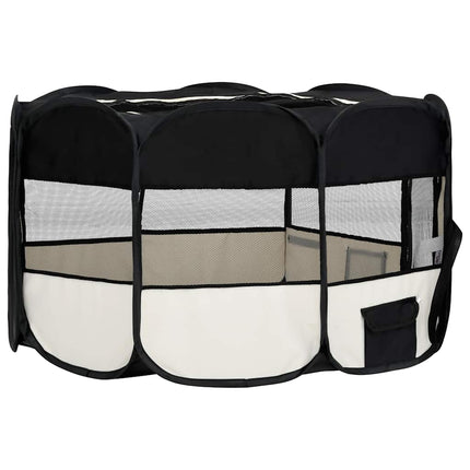 foldbar hundegård med bæretaske 145x145x61 cm sort