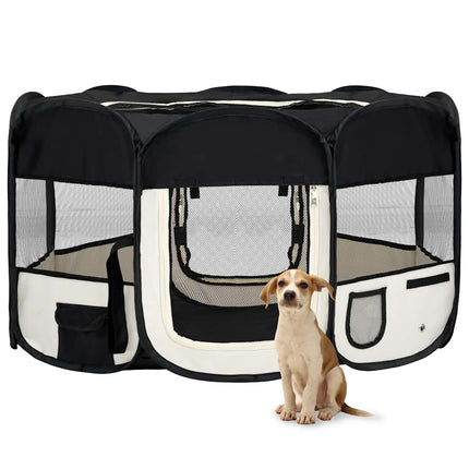 foldbar hundegård med bæretaske 145x145x61 cm sort