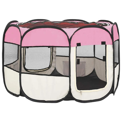 foldbar hundegård med bæretaske 90x90x58 cm pink