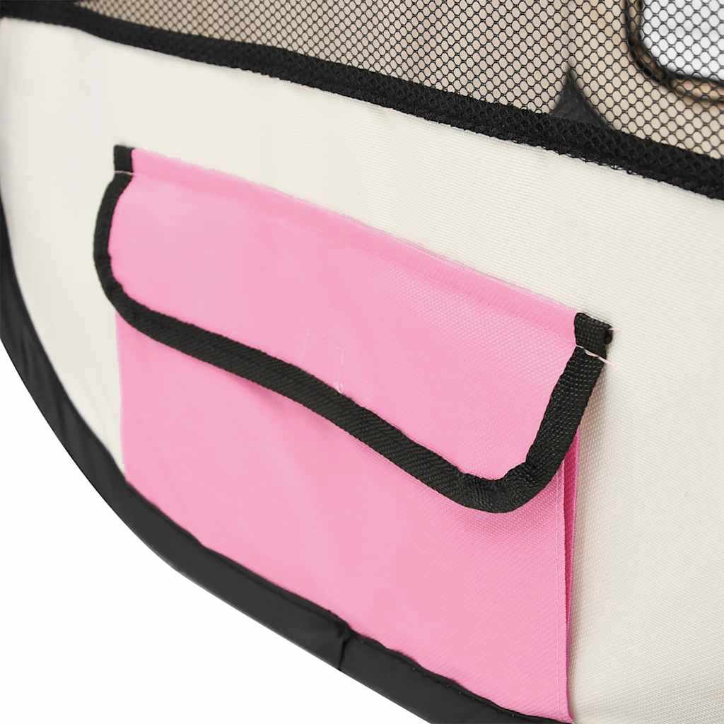 foldbar hundegård med bæretaske 110x110x58 cm lyserød