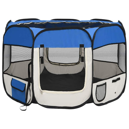 foldbar hundegård med bæretaske 90x90x58 cm blå