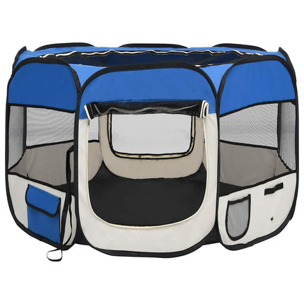 foldbar hundegård med bæretaske 90x90x58 cm blå