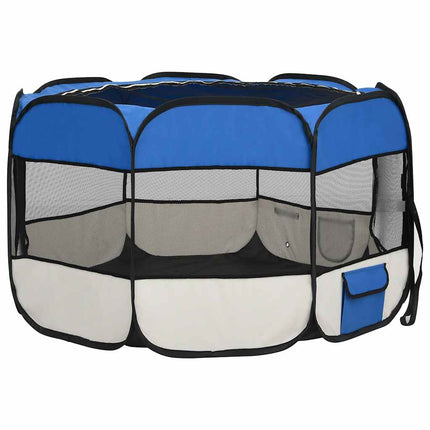 foldbar hundegård med bæretaske 110x110x58 cm blå