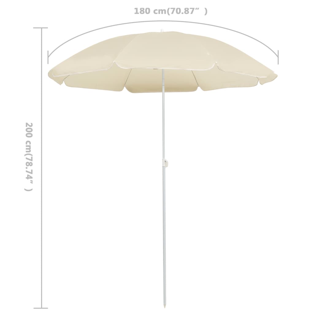 parasol 180 cm stålstang sandfarvet