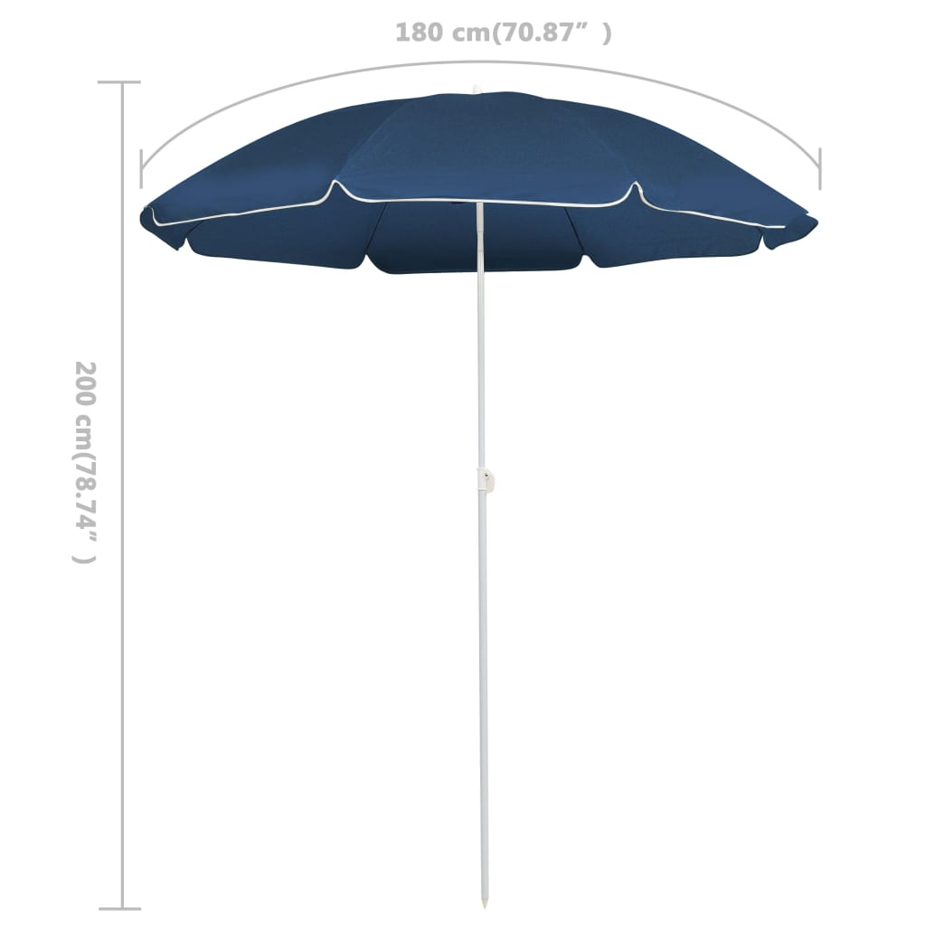 parasol 180 cm stålstang blå