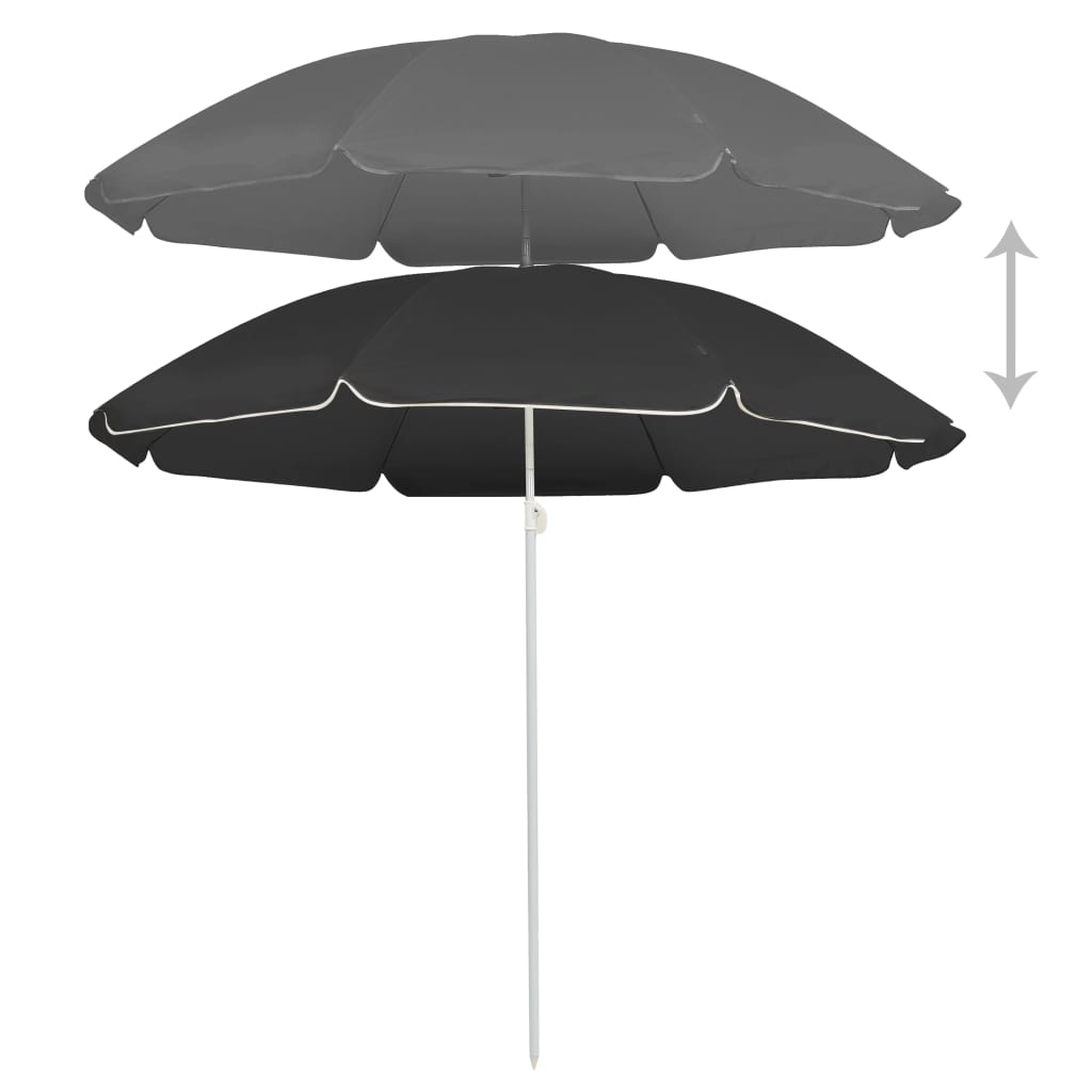 parasol 180 cm stålstang antracitgrå