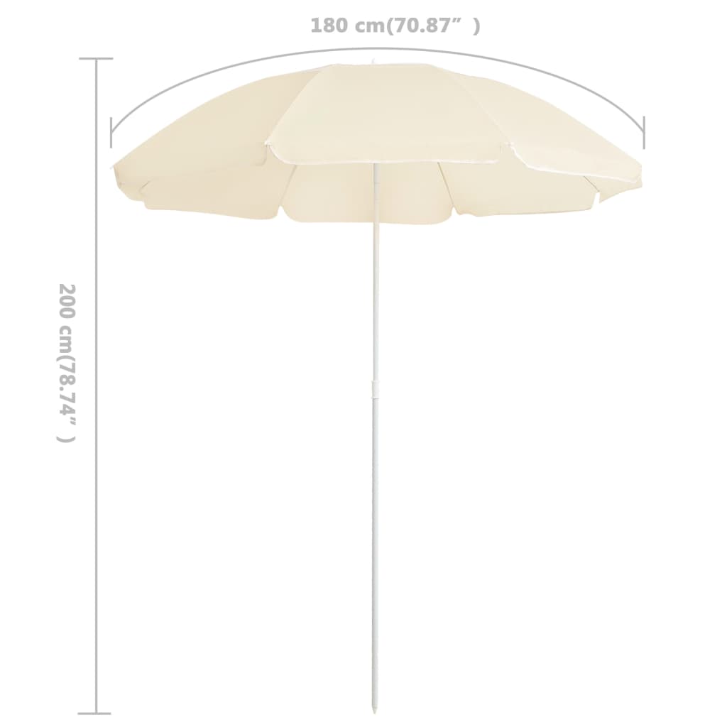 parasol 180 cm stålstang sandfarvet