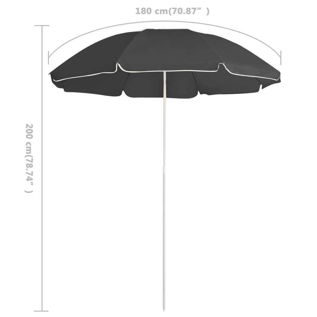 parasol 180 cm stålstang antracitgrå