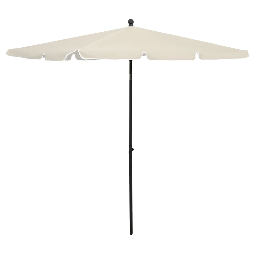 parasol med stang 210x140 cm sandfarvet