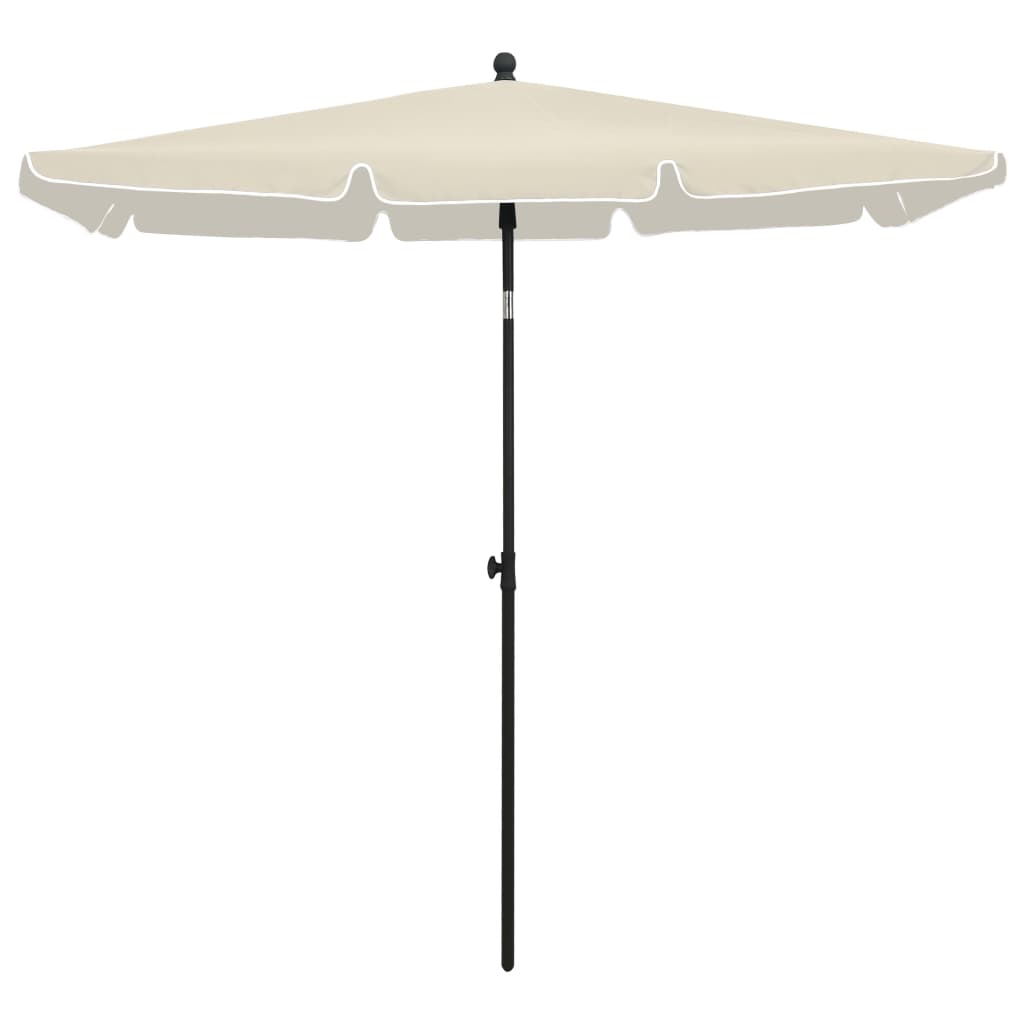 parasol med stang 210x140 cm sandfarvet