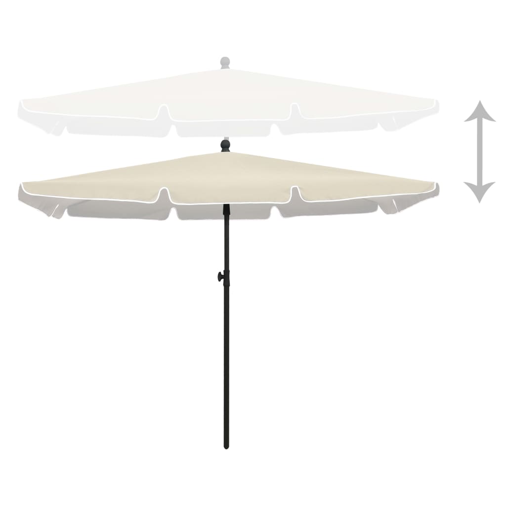 parasol med stang 210x140 cm sandfarvet